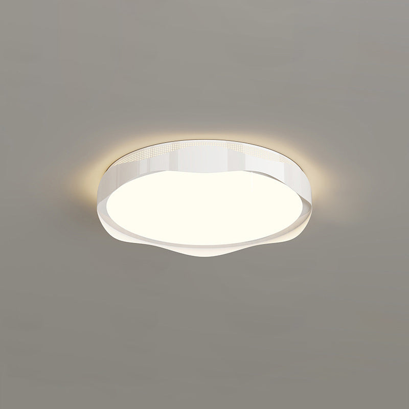 Contemporary Nordic Iron PE Round Wave LED Flush Mount Ceiling Light For Bedroom