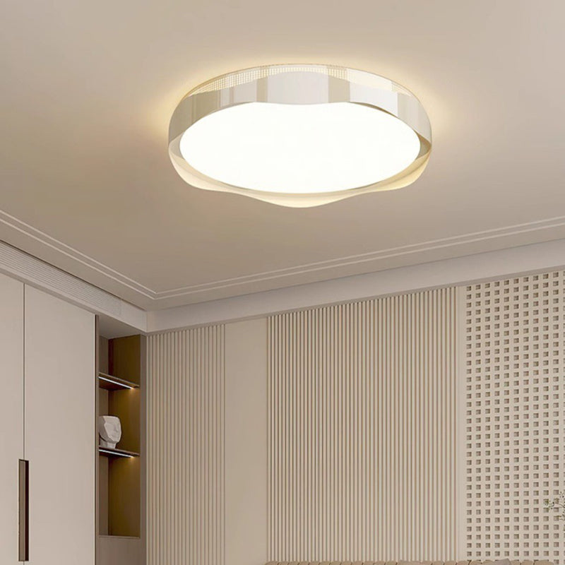 Contemporary Nordic Iron PE Round Wave LED Flush Mount Ceiling Light For Bedroom