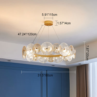 Modern Luxury Metal Glass Round Lotus Leaf 10/12/18/22 Light Chandeliers For Living Room