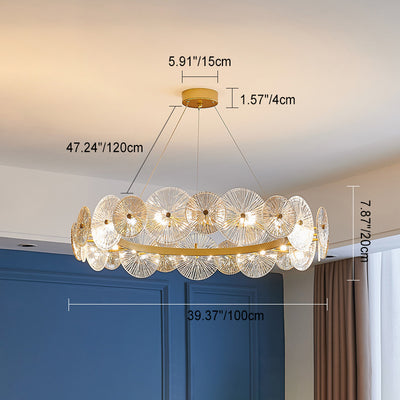 Modern Luxury Metal Glass Round Lotus Leaf 10/12/18/22 Light Chandeliers For Living Room