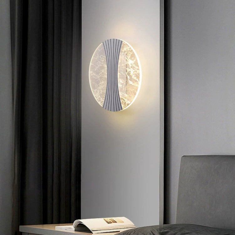 Contemporary Luxury Metal Acrylic Round Column Foil Wire LED Wall Sconce Lamp For Bedside