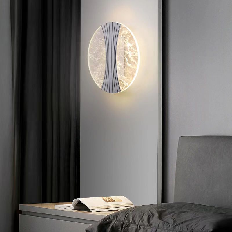 Contemporary Luxury Metal Acrylic Round Column Foil Wire LED Wall Sconce Lamp For Bedside