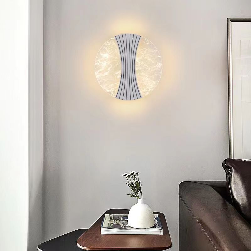 Contemporary Luxury Metal Acrylic Round Column Foil Wire LED Wall Sconce Lamp For Bedside