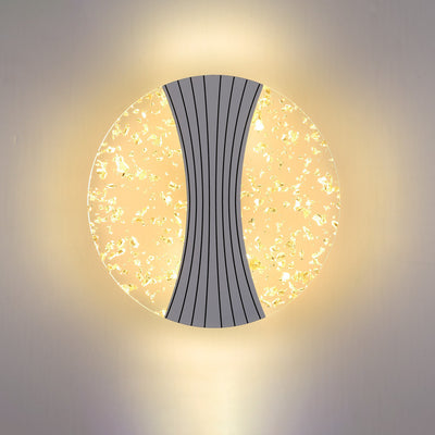 Contemporary Luxury Metal Acrylic Round Column Foil Wire LED Wall Sconce Lamp For Bedside