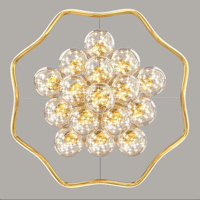 Modern Luxury Metal Acrylic Glass Ball Full Star Round Wave LED Chandeliers For Living Room