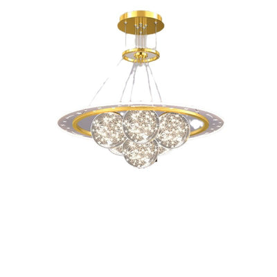 Modern Luxury Metal Acrylic Glass Ball Full Star Round Wave LED Chandeliers For Living Room