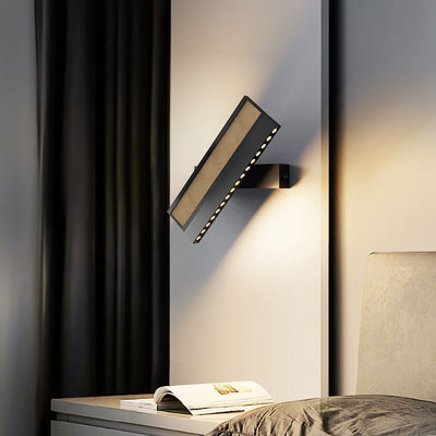 Contemporary Nordic Leather Iron Aluminum Silica Rectangular Rotatable LED Wall Sconce Lamp For Bedside