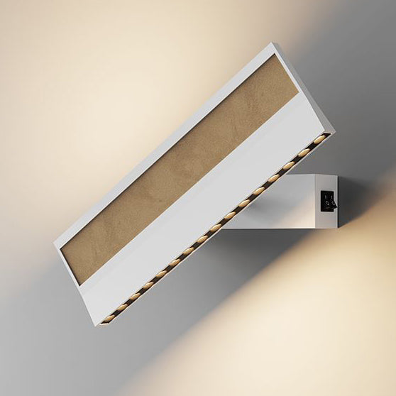 Contemporary Nordic Leather Iron Aluminum Silica Rectangular Rotatable LED Wall Sconce Lamp For Bedside