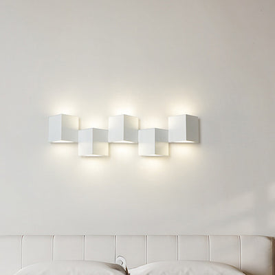 Modern Minimalist Iron Acrylic Square Block Combination LED Wall Sconce Lamp For Living Room