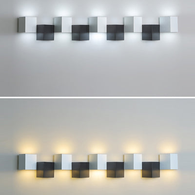 Modern Minimalist Iron Acrylic Square Block Combination LED Wall Sconce Lamp For Living Room