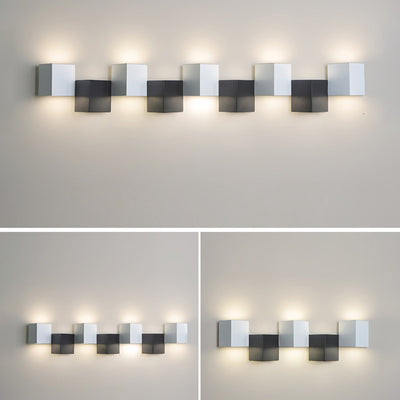 Modern Minimalist Iron Acrylic Square Block Combination LED Wall Sconce Lamp For Living Room