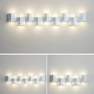 Modern Minimalist Iron Acrylic Square Block Combination LED Wall Sconce Lamp For Living Room