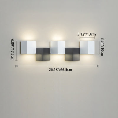 Modern Minimalist Iron Acrylic Square Block Combination LED Wall Sconce Lamp For Living Room