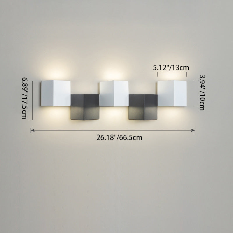 Modern Minimalist Iron Acrylic Square Block Combination LED Wall Sconce Lamp For Living Room