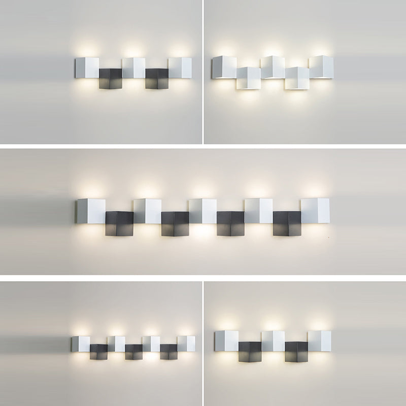 Modern Minimalist Iron Acrylic Square Block Combination LED Wall Sconce Lamp For Living Room