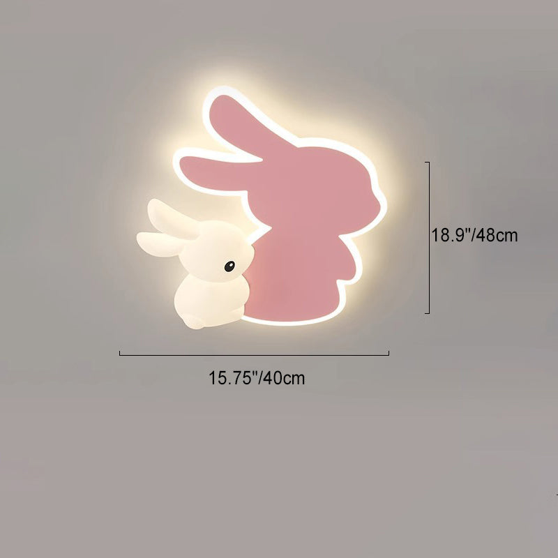 Contemporary Creative Kids Rabbit Iron PE LED Flush Mount Ceiling Light For Bedroom