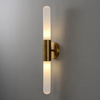 Contemporary Nordic Aluminum Copper Glass Strip 2-Light Wall Sconce Lamp For Hallway