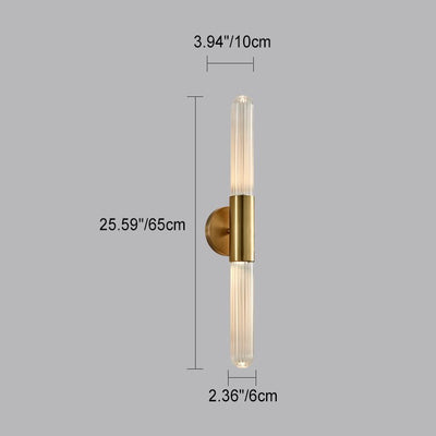 Contemporary Nordic Aluminum Copper Glass Strip 2-Light Wall Sconce Lamp For Hallway