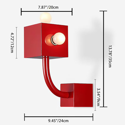 Zeitgenössische kreative Eisenwürfel 3-Licht Wandleuchte Lampe für Schlafzimmer 