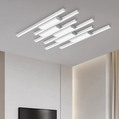 Contemporary Nordic Iron Acrylic Irregular Strip LED Flush Mount Ceiling Light For Living Room