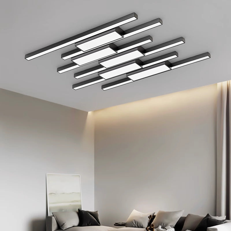 Contemporary Nordic Iron Acrylic Irregular Strip LED Flush Mount Ceiling Light For Living Room