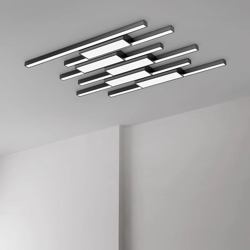 Contemporary Nordic Iron Acrylic Irregular Strip LED Flush Mount Ceiling Light For Living Room