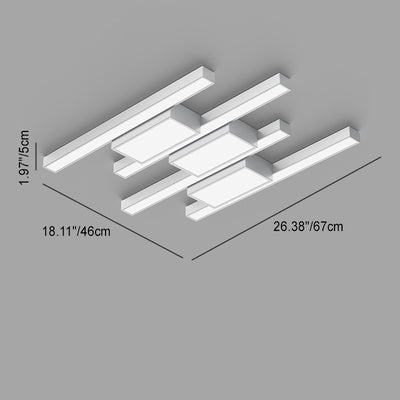 Contemporary Nordic Iron Acrylic Irregular Strip LED Flush Mount Ceiling Light For Living Room