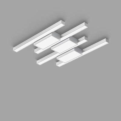 Contemporary Nordic Iron Acrylic Irregular Strip LED Flush Mount Ceiling Light For Living Room