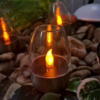 Moderne Art Deco Solar Wasserdichte Kerze Wein Tasse Edelstahl Kunststoff LED Landschaft Beleuchtung Außen Licht Für Außen Terrasse 