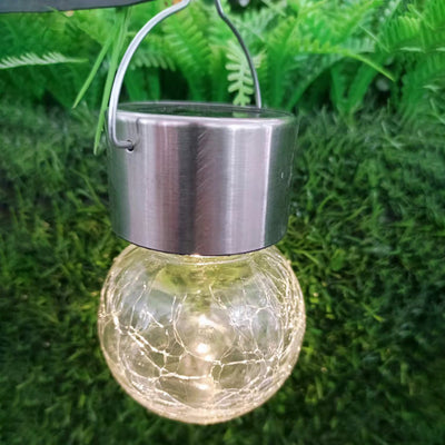 Modern Art Deco Solar Waterproof Stainless Steel Plastic Glass Crackle Ball LED Landscape Lighting Outdoor Light For Garden