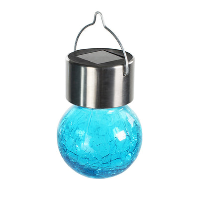 Modern Art Deco Solar Waterproof Stainless Steel Plastic Glass Crackle Ball LED Landscape Lighting Outdoor Light For Garden