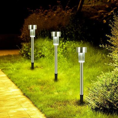 Modern Simplicity Solar Waterproof Stainless Steel Cylinder LED Landscape Lighting Outdoor Light For Garden