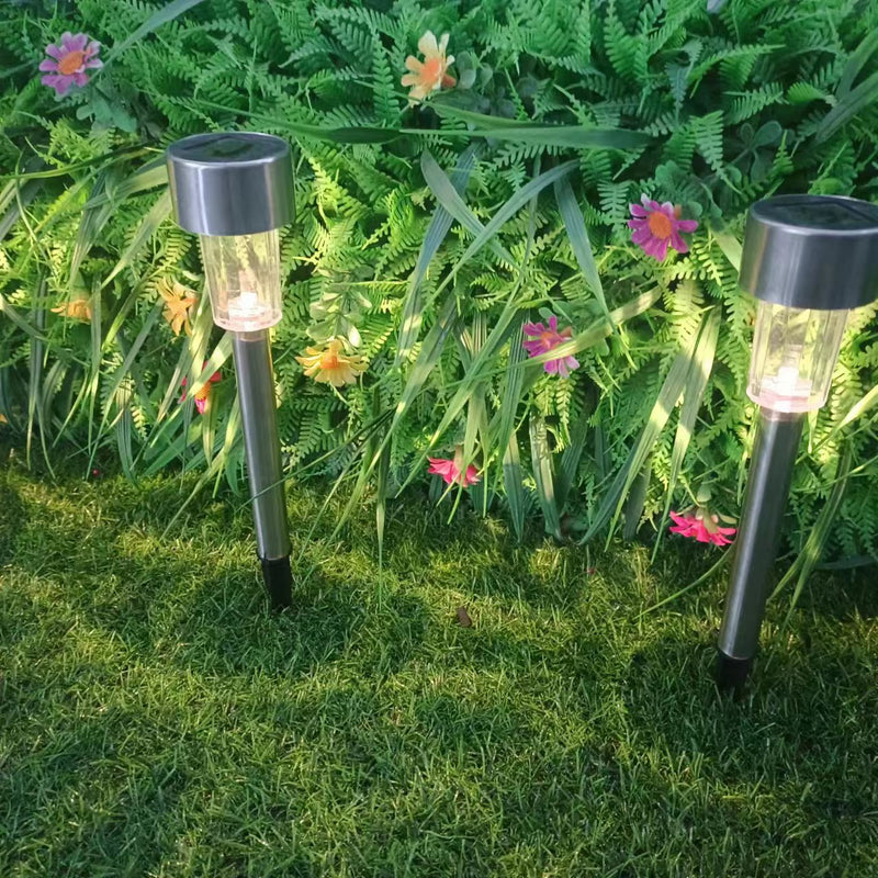 Modern Simplicity Solar Waterproof Stainless Steel Cylinder LED Landscape Lighting Outdoor Light For Garden