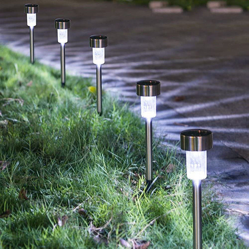 Modern Simplicity Solar Waterproof Stainless Steel Cylinder LED Landscape Lighting Outdoor Light For Garden