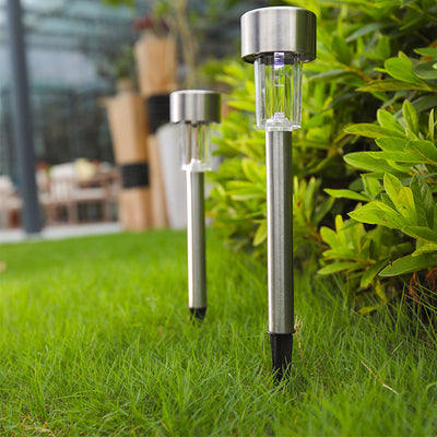 Modern Simplicity Solar Waterproof Stainless Steel Cylinder LED Landscape Lighting Outdoor Light For Garden