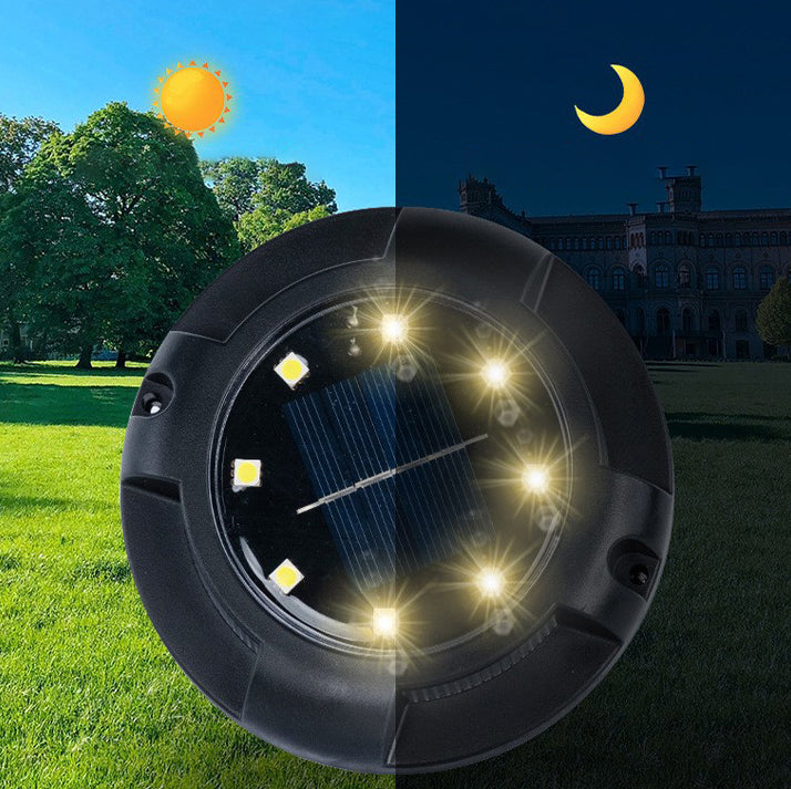 Contemporary Creative Solar Waterproof PP PS Round LED Buried Landscape Lighting Outdoor Light For Garden