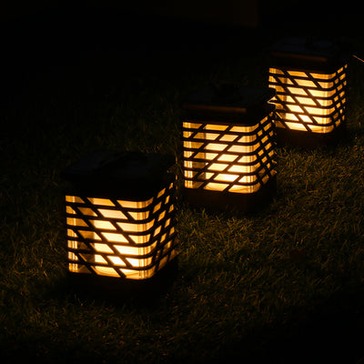 Modern Simplicity Solar Waterproof ABS PS PP Rectangular Hollowed LED Landscape Lighting Outdoor Light For Garden