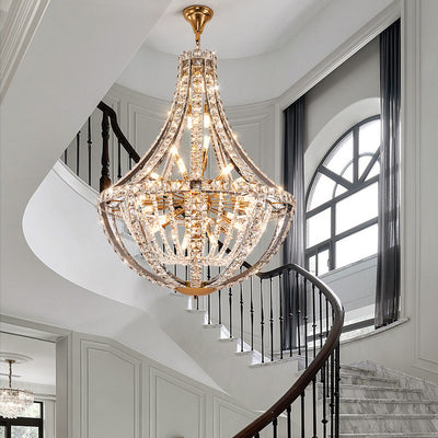 Contemporary Luxury Crystal Stainless Steel Metal Hemispheroid 15/24/36 Light Chandeliers For Living Room