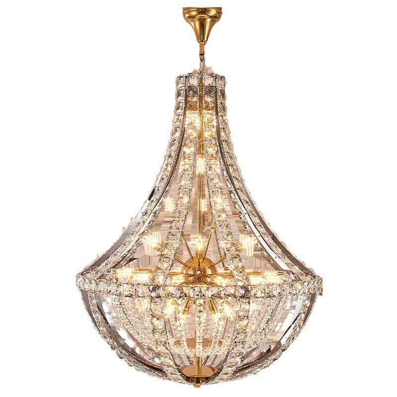 Contemporary Luxury Crystal Stainless Steel Metal Hemispheroid 15/24/36 Light Chandeliers For Living Room