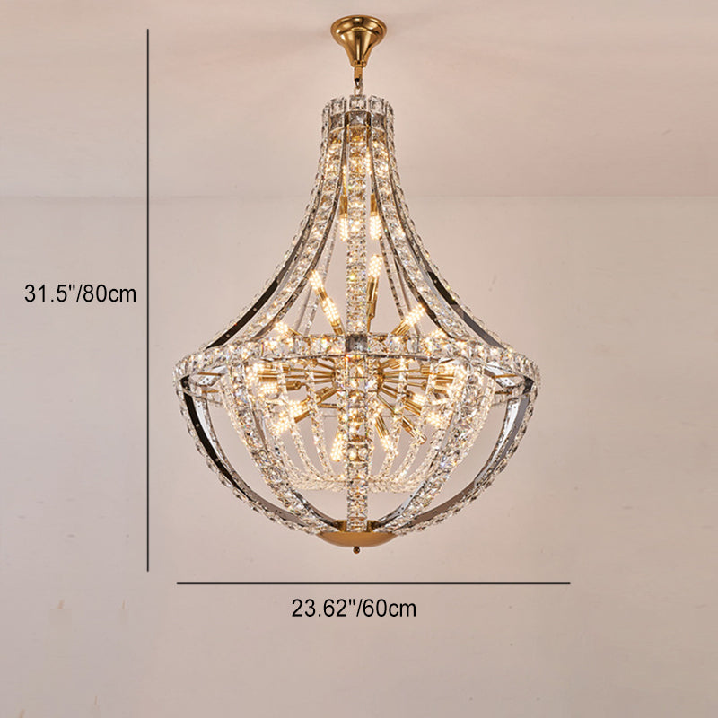 Contemporary Luxury Crystal Stainless Steel Metal Hemispheroid 15/24/36 Light Chandeliers For Living Room