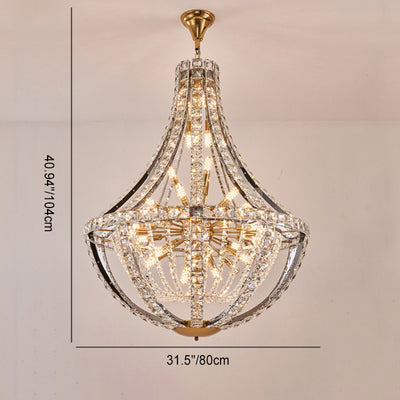 Contemporary Luxury Crystal Stainless Steel Metal Hemispheroid 15/24/36 Light Chandeliers For Living Room