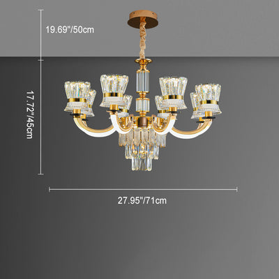 Moderne Luxus Kristall Eisen Zylinder Leucht Arm LED Kronleuchter Für Wohnzimmer 