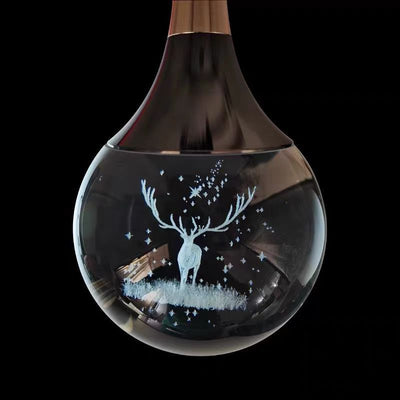 Contemporary Creative Aluminum Crystal Ball Deer Jellyfish Earth LED Pendant Light For Bedside