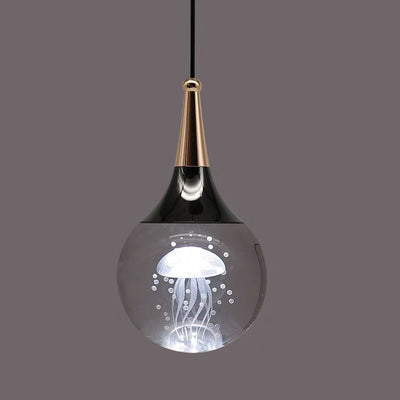 Contemporary Creative Aluminum Crystal Ball Deer Jellyfish Earth LED Pendant Light For Bedside