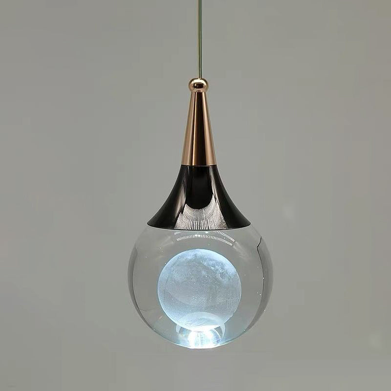 Contemporary Creative Aluminum Crystal Ball Deer Jellyfish Earth LED Pendant Light For Bedside