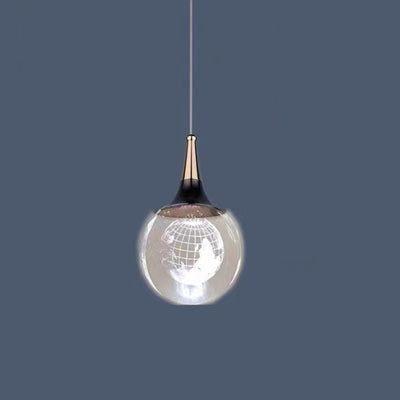 Contemporary Creative Aluminum Crystal Ball Deer Jellyfish Earth LED Pendant Light For Bedside