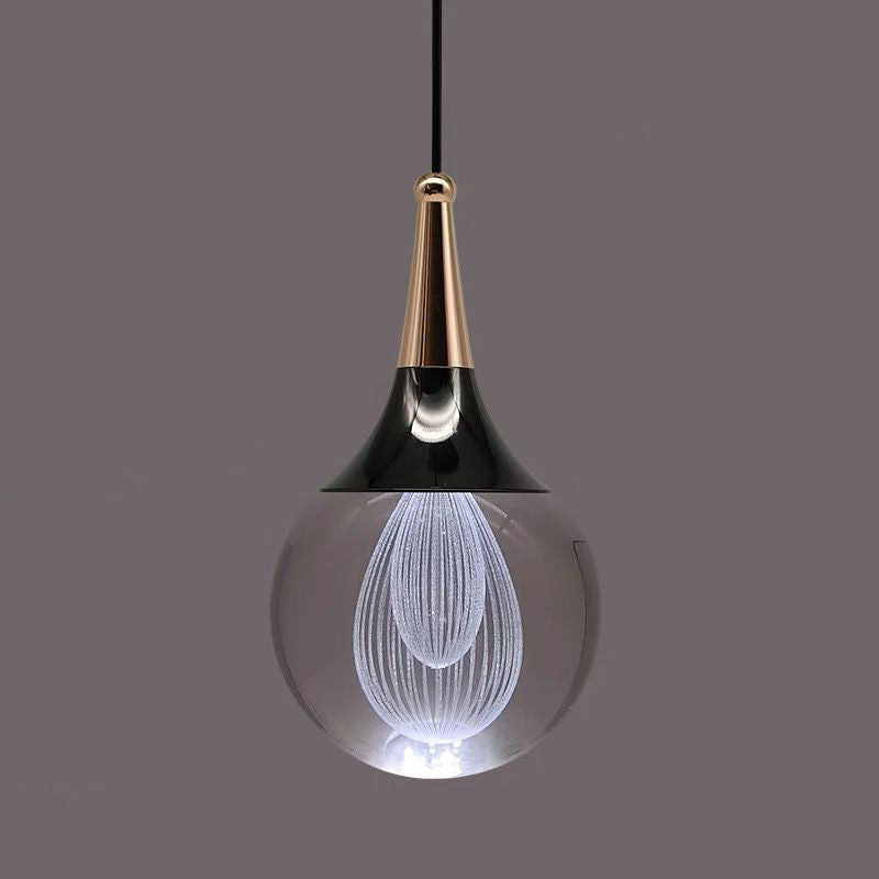 Contemporary Creative Aluminum Crystal Ball Deer Jellyfish Earth LED Pendant Light For Bedside