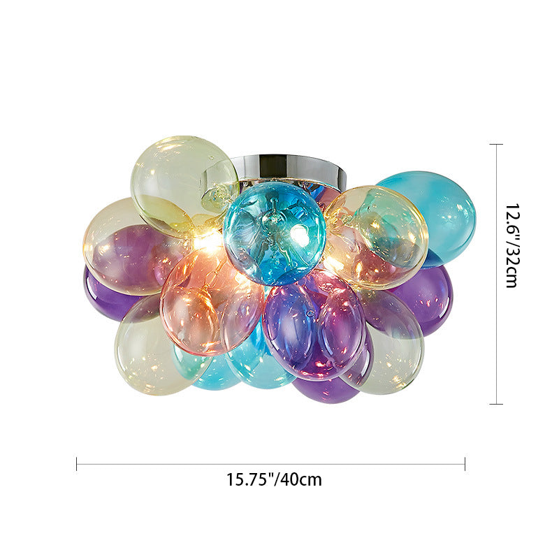 Zeitgenössische skandinavische Kinder Eisen Glas Bubble Balloon 3/4/6 Licht Semi-Flush Mount Deckenleuchte für Schlafzimmer 