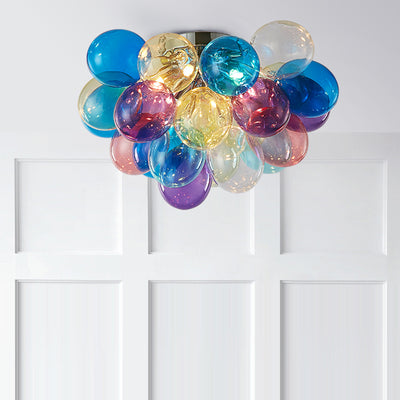 Zeitgenössische skandinavische Kinder Eisen Glas Bubble Balloon 3/4/6 Licht Semi-Flush Mount Deckenleuchte für Schlafzimmer 