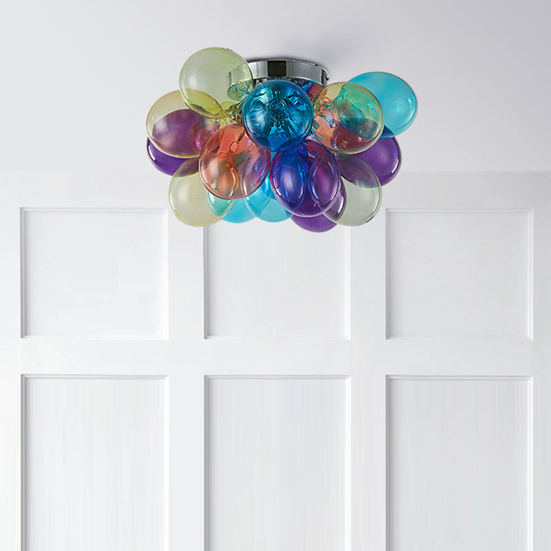 Zeitgenössische skandinavische Kinder Eisen Glas Bubble Balloon 3/4/6 Licht Semi-Flush Mount Deckenleuchte für Schlafzimmer 